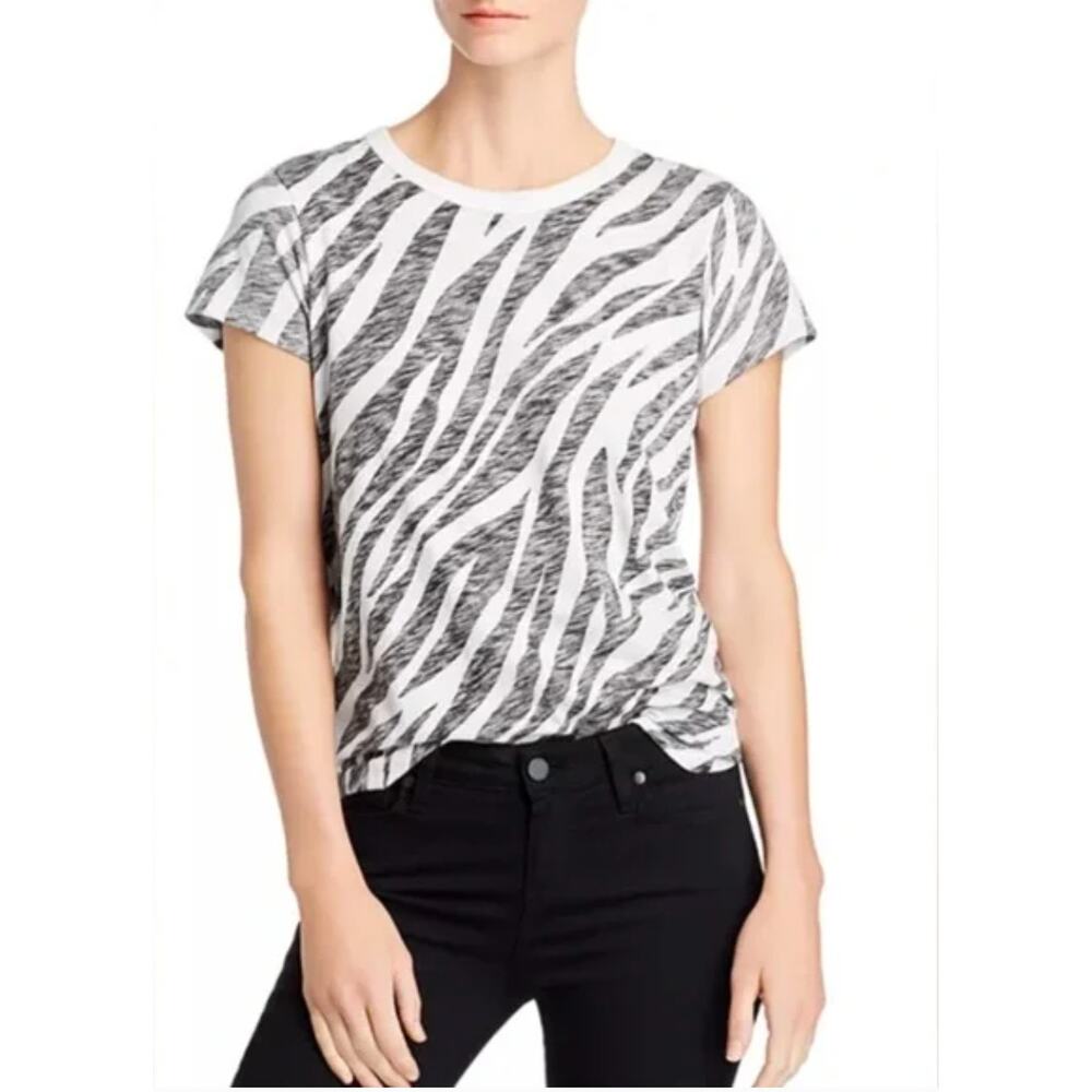 Rag & Bone Womens All Over Zebra Print Pima Soft Tee In Black /White Size XS